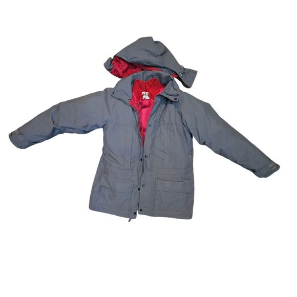 REI Gortex Jacket With Removable Down Liner 2 Coats In One Mens Size M Grey Red - Picture 2 of 16